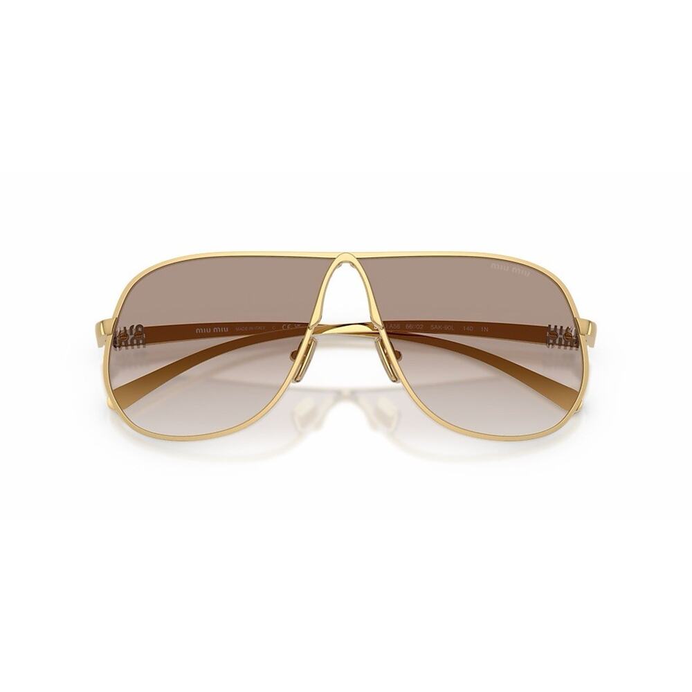 MIU MIU MU A56S 5AK90L Gold Brown Gradient Lens Aviator Sunglasses AUTHENTIC - Picture 3 of 8